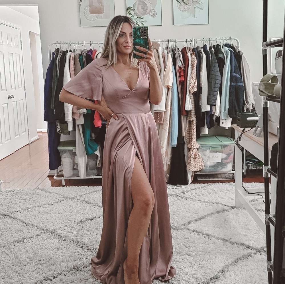 Galina Signature Mauve Charmeuse Flutter-Sleeve A… - image 4